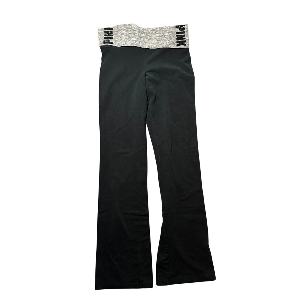Victoria's Secret PINK Y2K Foldover Flare Leggings Black Bootcut Yoga Pants M